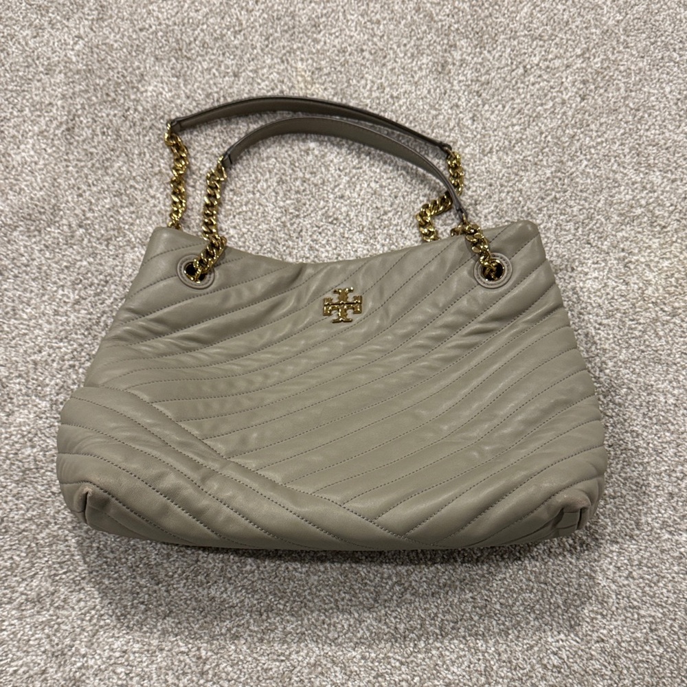 Tory Burch Taupe Quilted Shoulder Bag